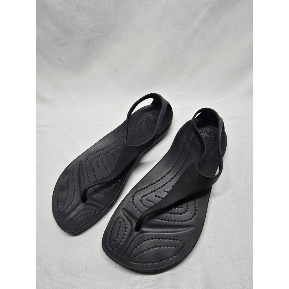 Crocs Serena Sexi Women's Size 5 Black Thong Slingback Flip Flop Sandal Rare